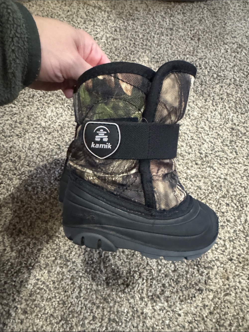 Kamik Kids Camo Snow Boot in Black and Green